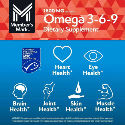Member’s Mark Omega 3-6-9 Softgels with Sustainably Sourced Tuna Oil, 300 Count