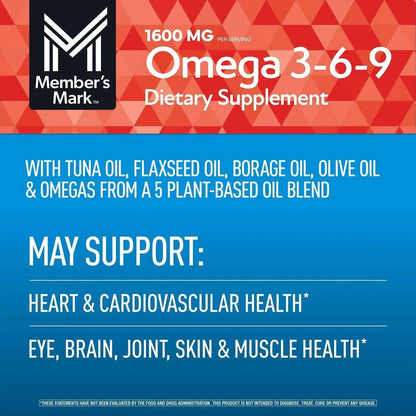 Member’s Mark Omega 3-6-9 Softgels with Sustainably Sourced Tuna Oil, 300 Count