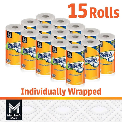 Member's Mark Super Premium 2-Ply Select & Tear Paper Towels 150 sheets/roll, 15 rolls