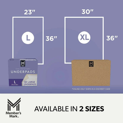 Member's Mark Total Protection Underpads, Large, 120 ct.