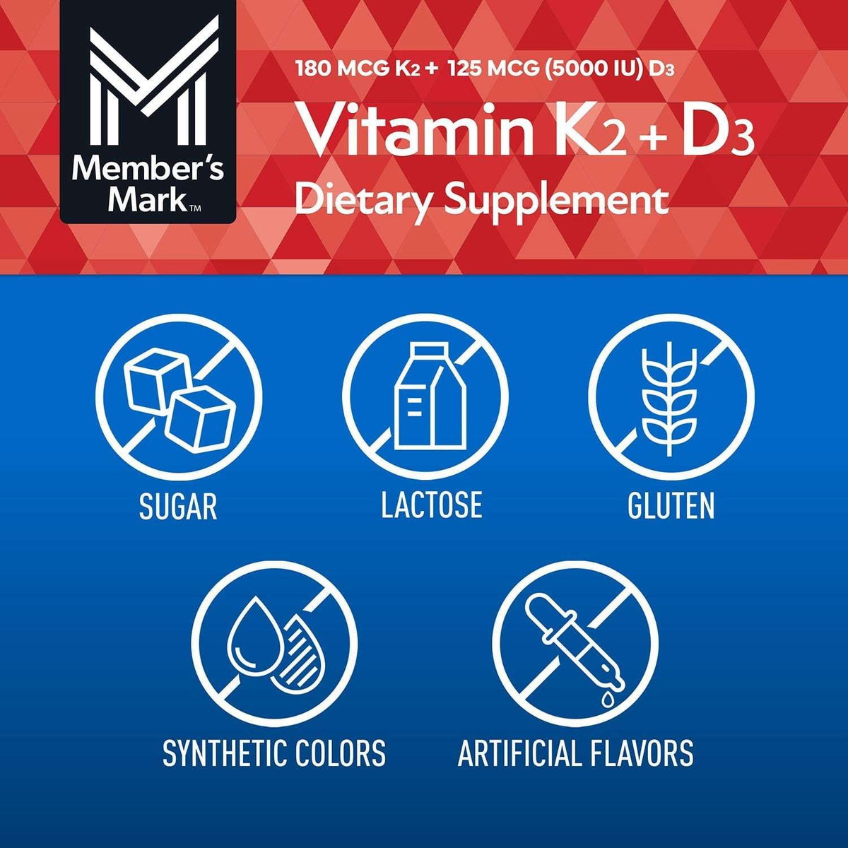 Member's Mark Vitamin K2 + D3 Softgels, 150 ct.