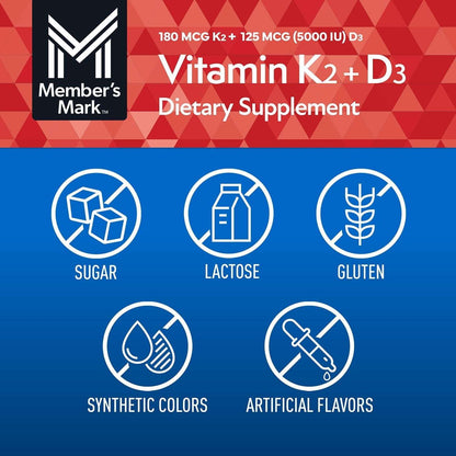 Member's Mark Vitamin K2 + D3 Softgels, 150 ct.