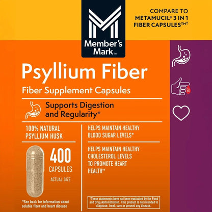 Member's Mark 100% Psyllium Husk Fiber Capsules, 800 ct.
