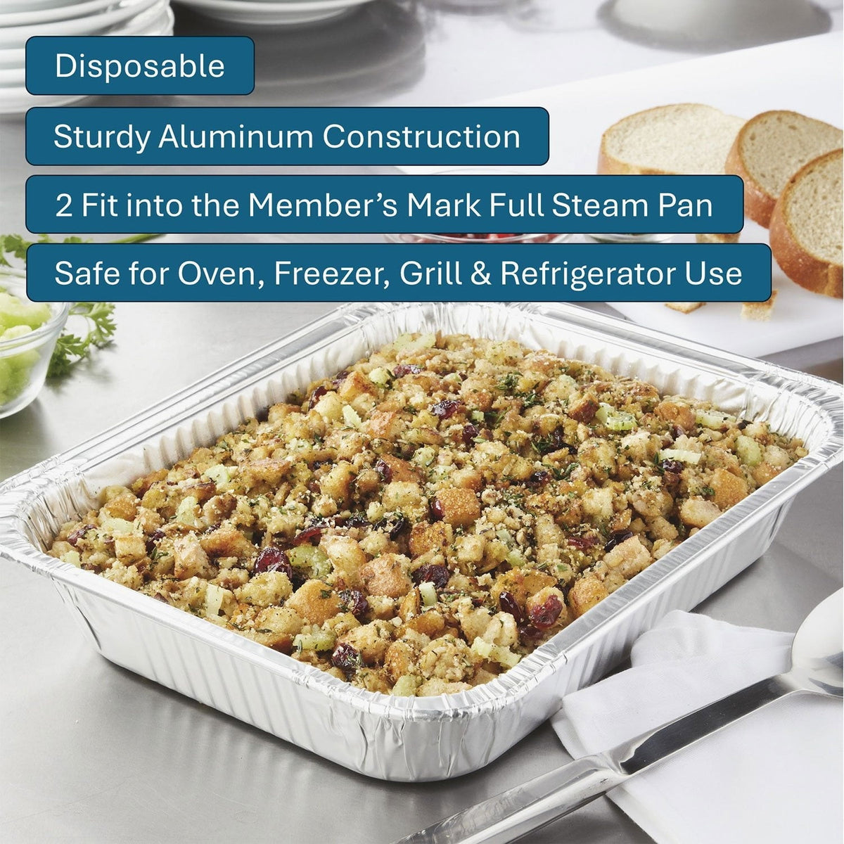 Member's Mark Aluminum Steam Table Pans, Half Size (100 ct.)