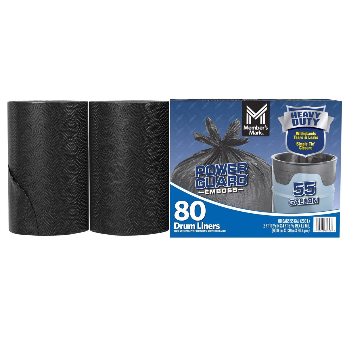 Member's Mark Heavy Duty 55-Gallon Drum Liner Trash Bags, 80 ct.
