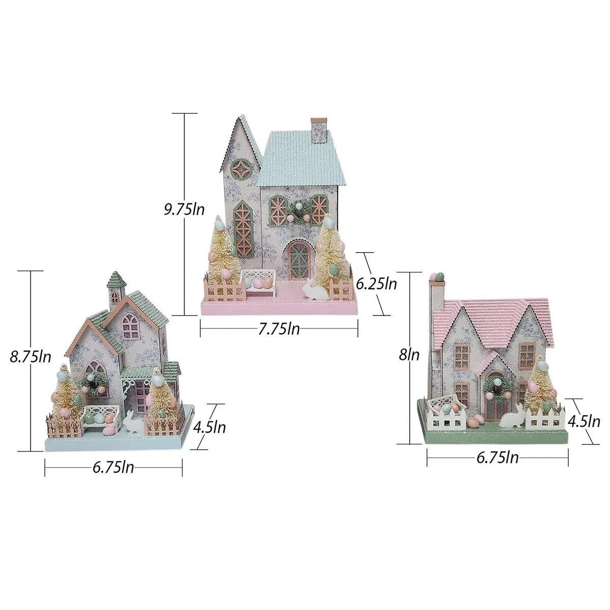 Member's Mark Pre-Lit Paper Houses, Set of 3