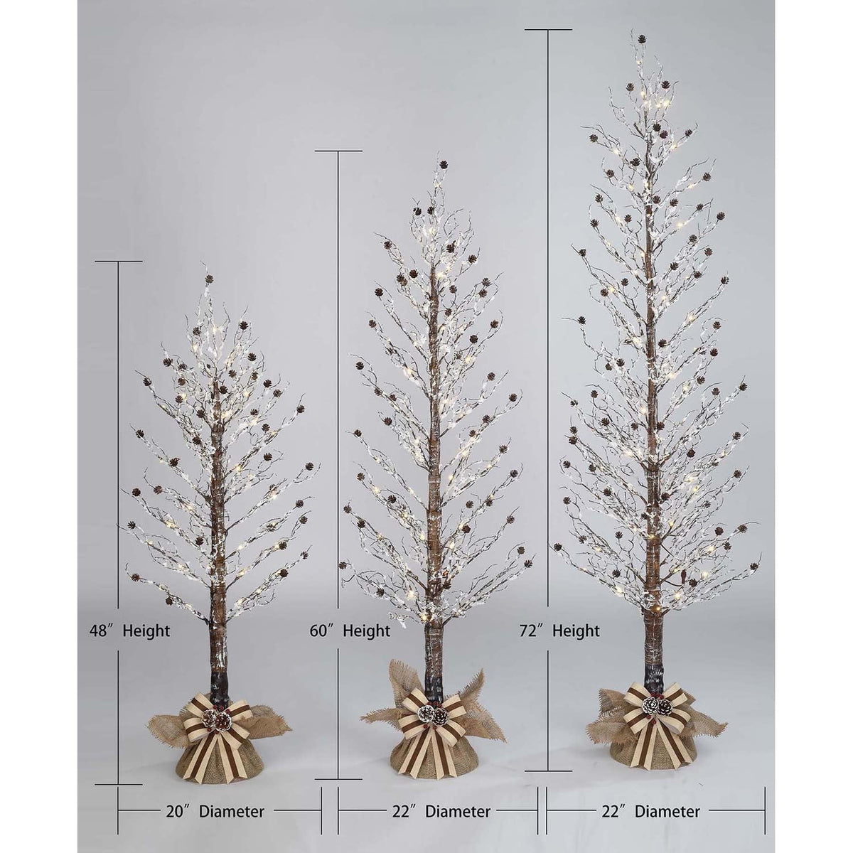 Member's Mark Pre-Lit Winter Trees, Set of 3