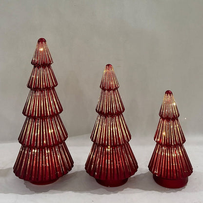 Member's Mark Rotating Pre-Lit Shimmering Glass Trees, Set of 3