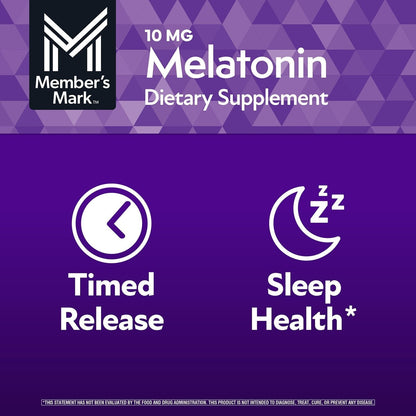 Member's Mark Timed-Release Melatonin Tablets, 10 mg, 300 ct.