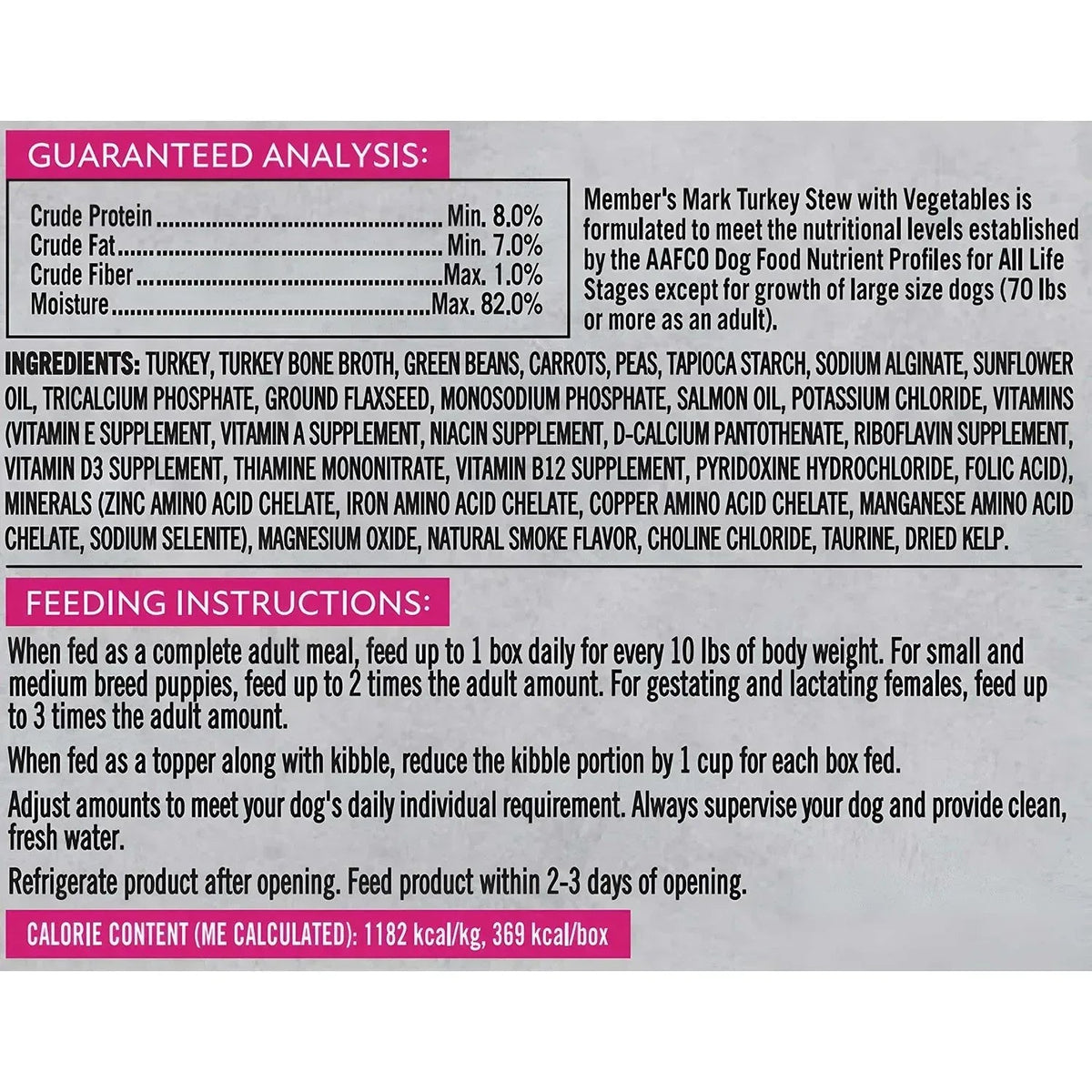 Member's Mark Turkey Stew with Vegetables Wet Dog Food, 11 oz., 24 boxes