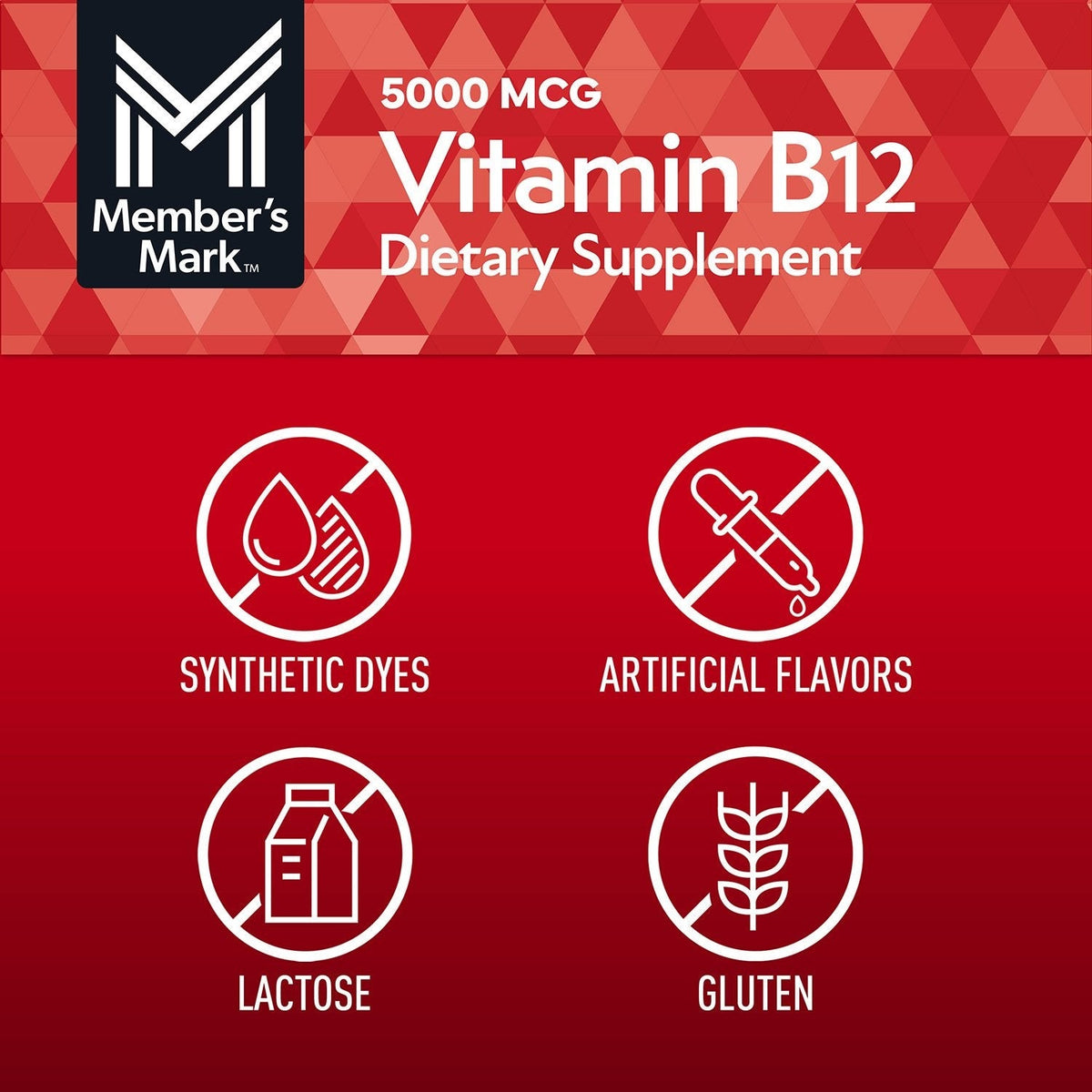 Member’s Mark Vitamin B12 Quick Dissolve Tablets, 5000 mcg, Cherry, 300 ct.
