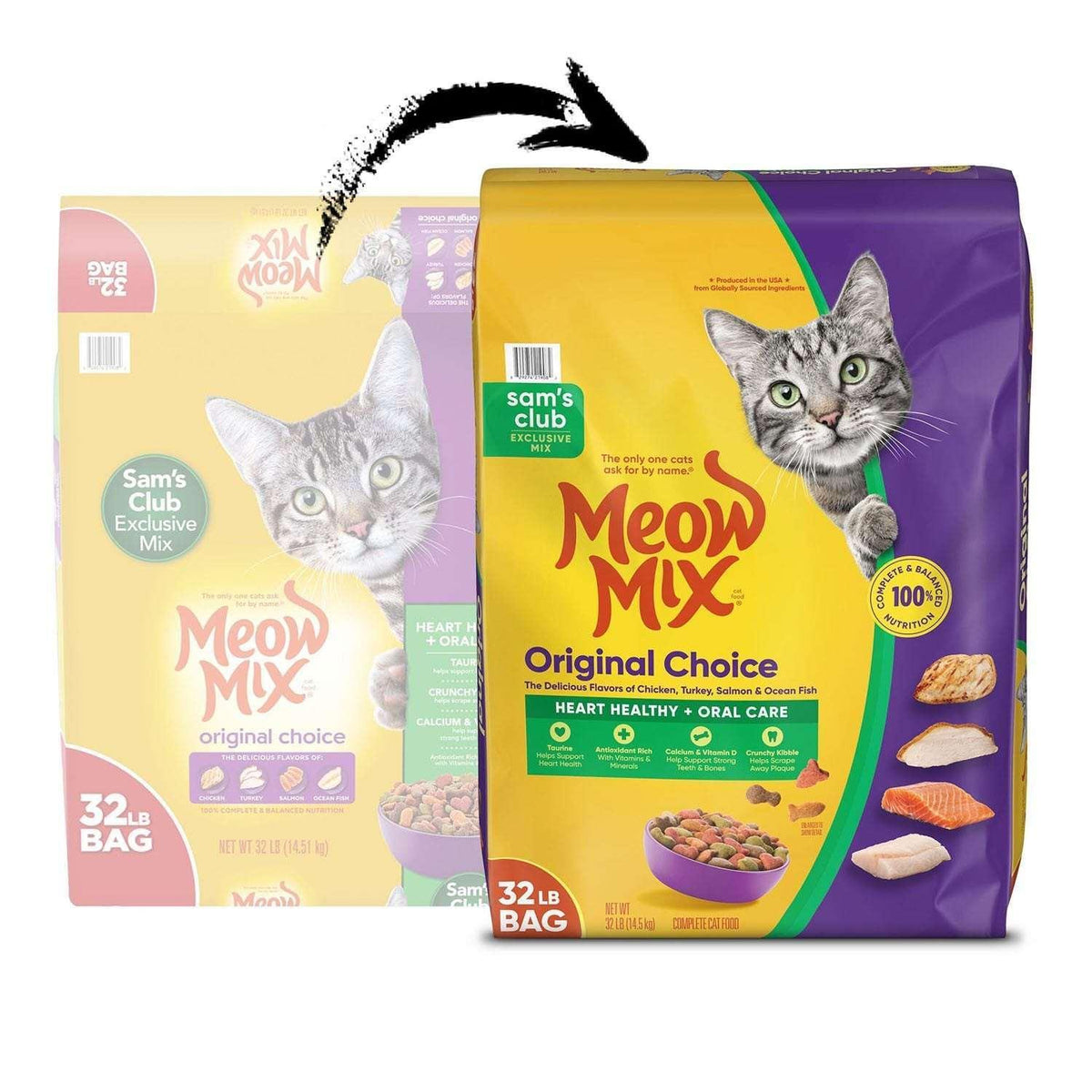 Meow Mix, Original Choice Flavor Adult Dry Cat Food, Heart Healthy & Oral Care Formula, 32 lbs.