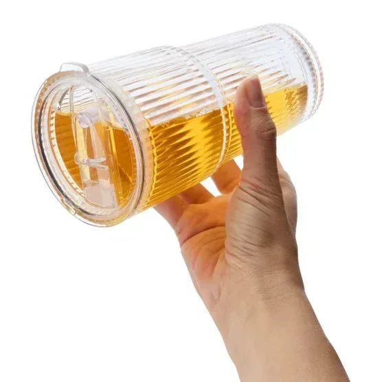 Mesa Ribbed 20 oz. Glass Cups with Lids and Straw, 4-pack