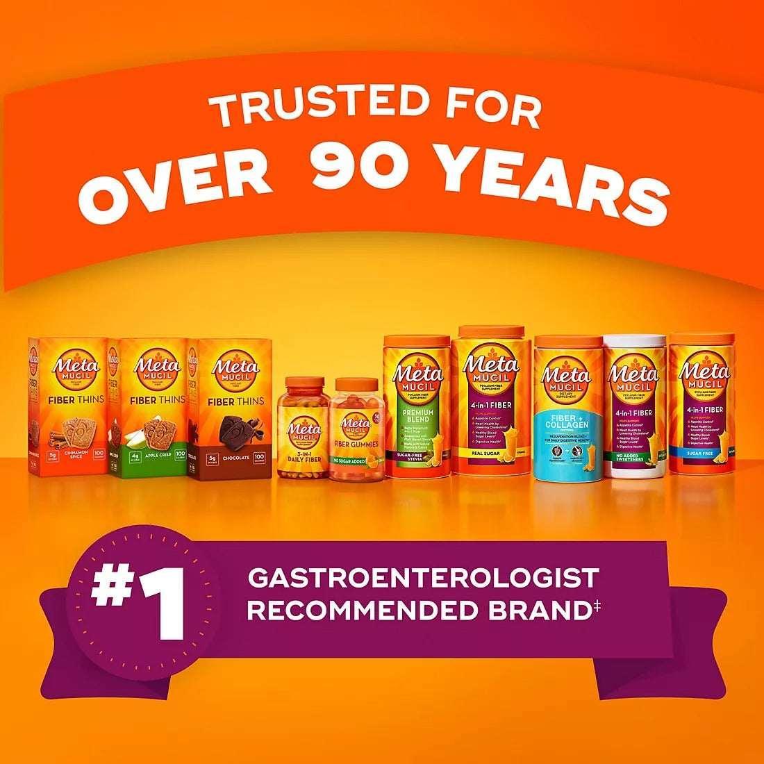 Metamucil 4-in-1 Daily Fiber Supplement Powder, Twin Pack, 26.6 oz Each
