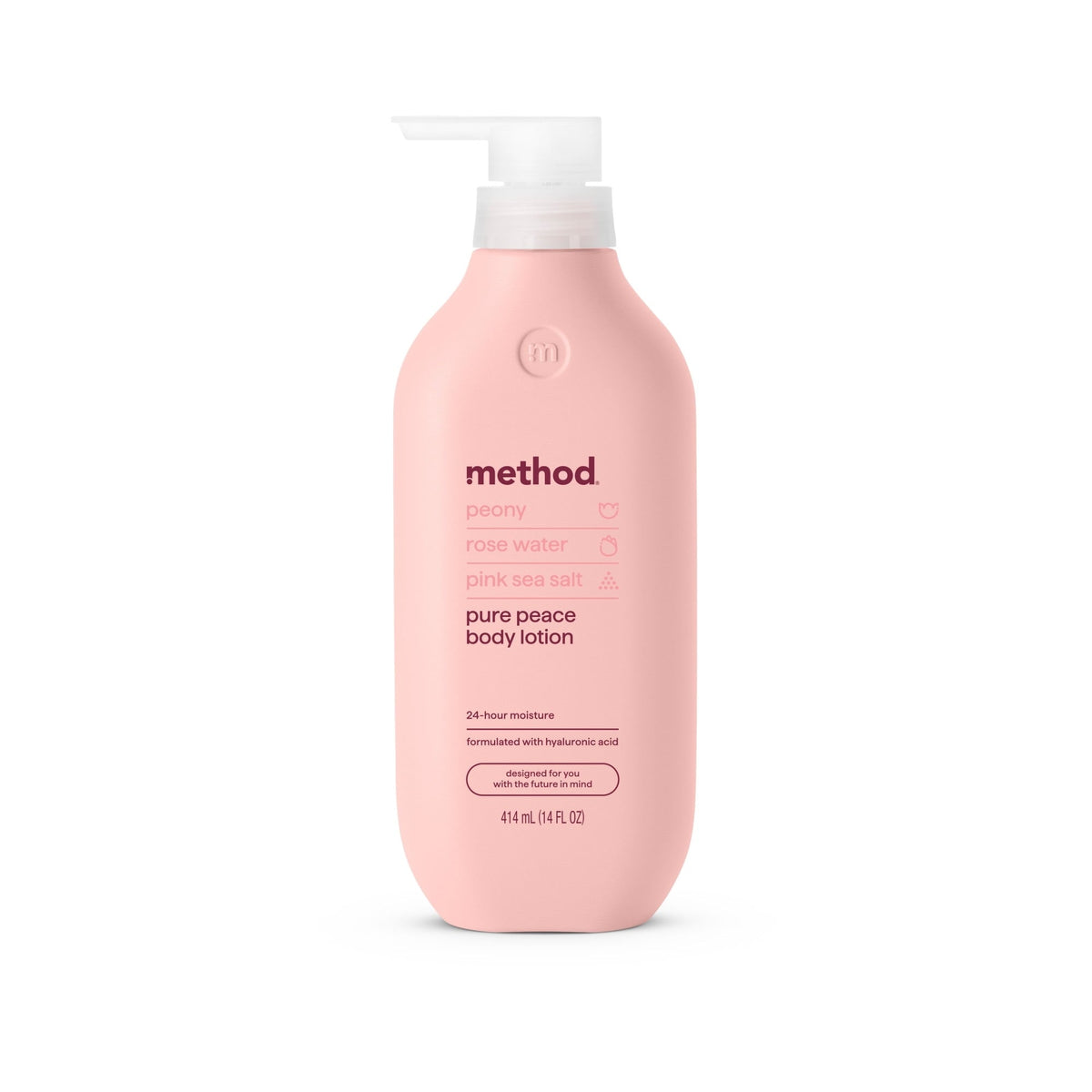 Method Body Lotion, Pure Peace, Rose Water, Peonies + Pink Sea Salt notes, 24 Hours of Moisture, 14 oz (PACK OF 3 )