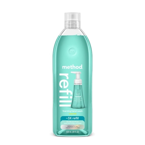Method Foaming Hand Soap, Refill, Waterfall, 28 oz (3 PACK )