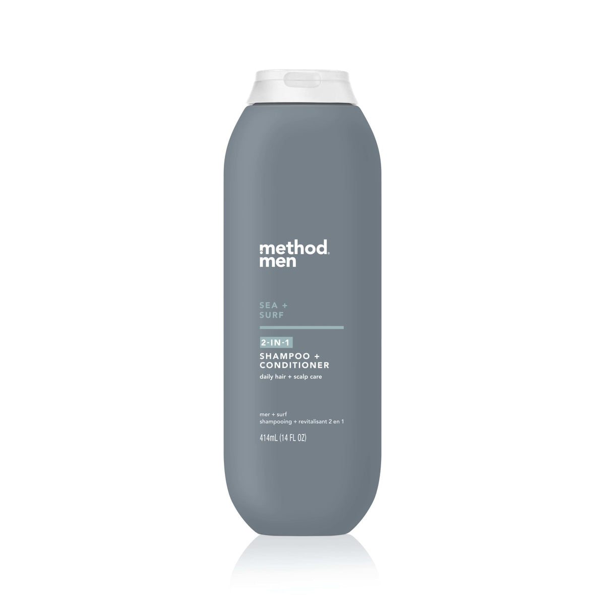 Method Men 2-in-1 Shampoo and Conditioner, Sea + Surf - Cleans and Conditions with Argan and Jojoba Oil - Made without Parabens - 14 oz