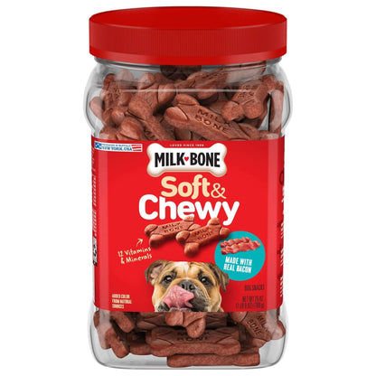 Milk Bone Soft & Chewy Dog Treats Made With Real Bacon, 5.6 oz Bag