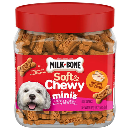 Milk Bone Soft & Chewy Mini’s Dog Treats, Made with Real Chicken, 18 oz Canister