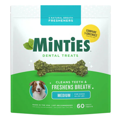 Minties Dental Bone Treats, Chews for Medium Dogs over 40 lbs, 20 Count, 16 oz, Shelf-Stable