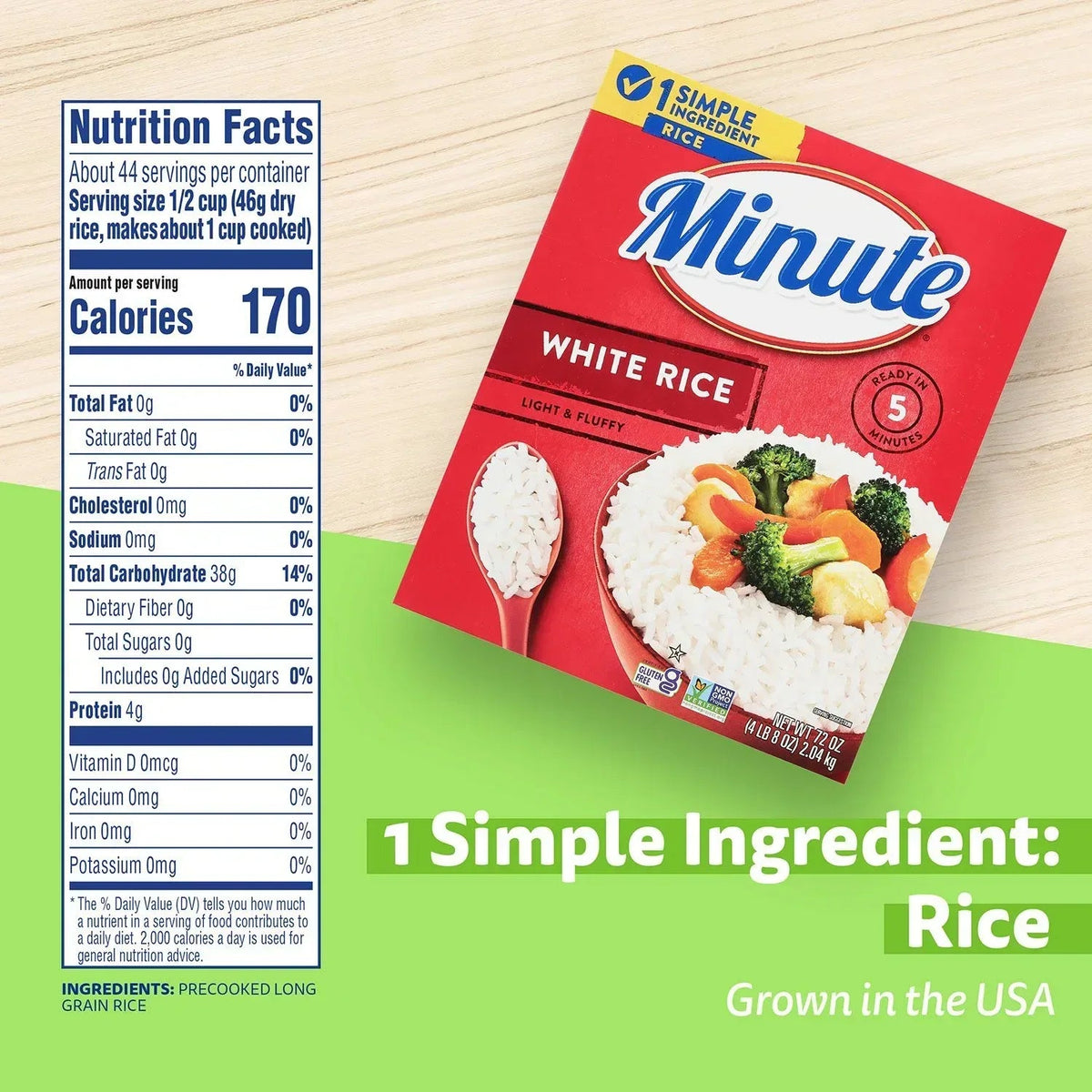 Minute Instant Light and Fluffy White Rice, 72oz.