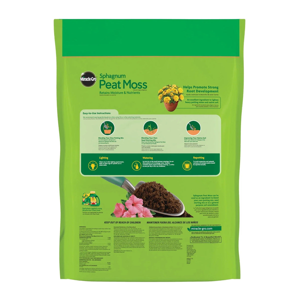Miracle-Gro Sphagnum Peat Moss, 8 qt., For Containers and In-Ground