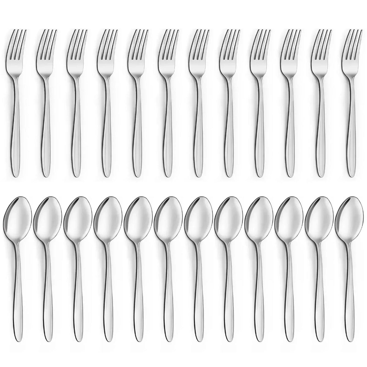Mirdinner Dinner Forks and Spoons Set, Stainless Steel Silverware Flatware Set, Salad Fork and Soup Spoon, Using for Home, Kitchen or Restaurant, Mirror Polished, Dishwasher Safe