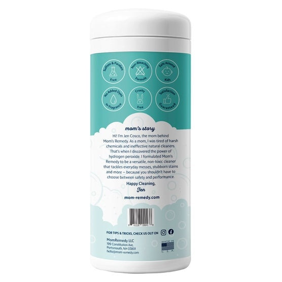MomRemedy Hydrogen Peroxide All-Surface Cleaner and Stain Remover Wipes, Lemon, 30-count, 5-pack