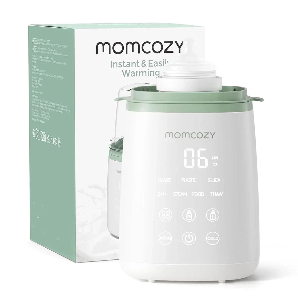 Momcozy Baby Bottle Warmer, 6-in-1 Smart Temperature Control, Fast Baby Food Heater, Steam Sterilizer & Momcozy Breastmilk Storage Bags, Temp-Sensing Discoloration Milk Storage Bags, 180ml/120 Count