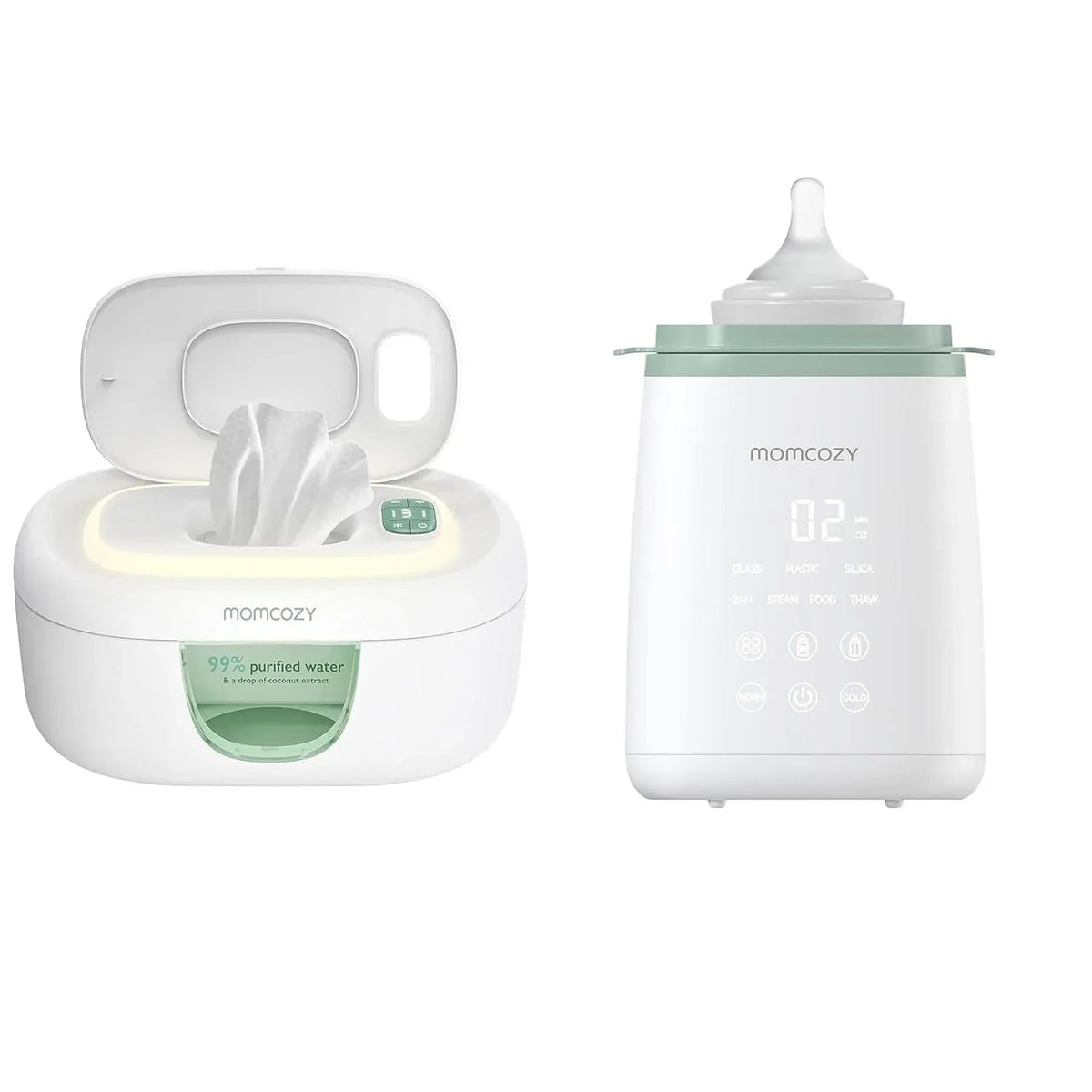 Momcozy Baby Bottle Warmer, 6-in-1 Smart Temperature Control, Fast Baby Food Heater, Steam Sterilizer & Momcozy Breastmilk Storage Bags, Temp-Sensing Discoloration Milk Storage Bags, 180ml/120 Count