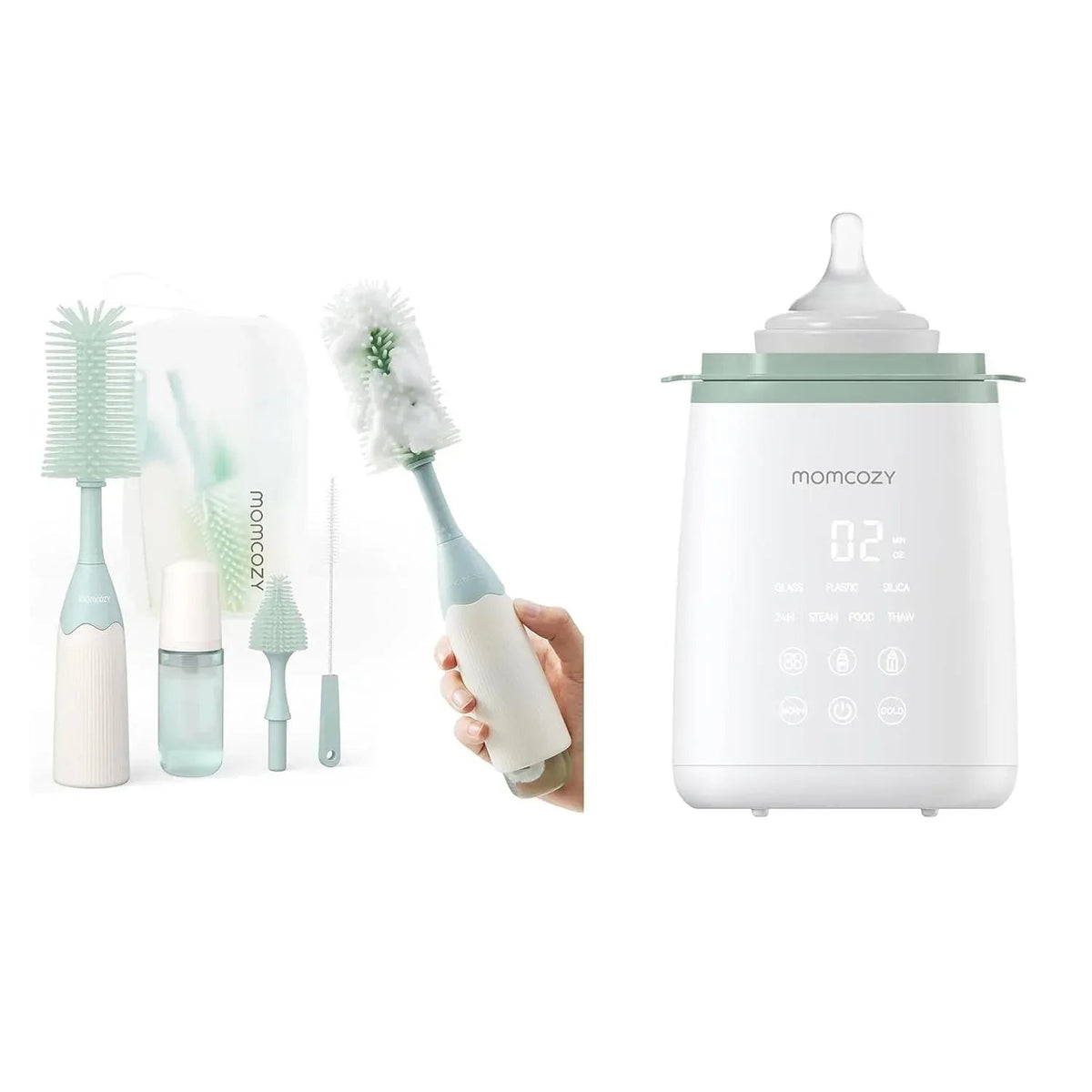 Momcozy Baby Bottle Warmer, 6-in-1 Smart Temperature Control, Fast Baby Food Heater, Steam Sterilizer & Momcozy Breastmilk Storage Bags, Temp-Sensing Discoloration Milk Storage Bags, 180ml/120 Count