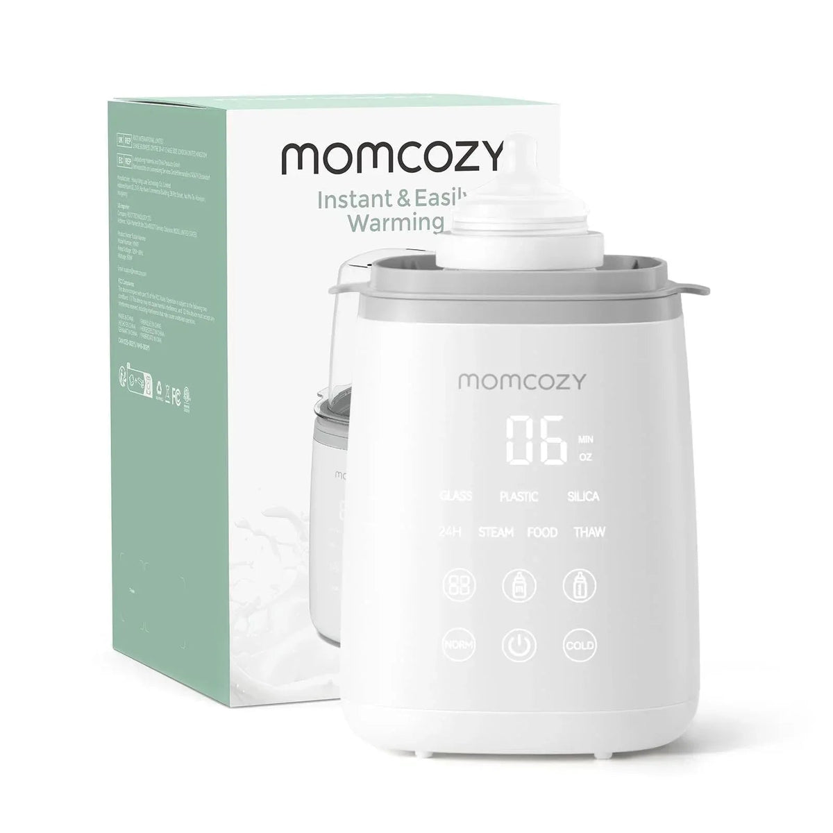 Momcozy Baby Bottle Warmer, 6-in-1 Smart Temperature Control, Fast Baby Food Heater, Steam Sterilizer & Momcozy Breastmilk Storage Bags, Temp-Sensing Discoloration Milk Storage Bags, 180ml/120 Count