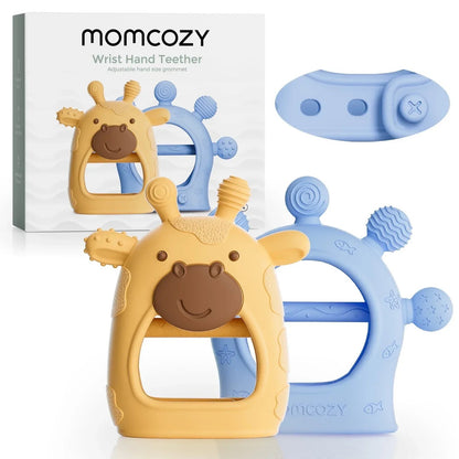 Momcozy Silicone Baby Teether Diver Blue, Teething Relief Toys for Infant 0-12 Months, 1 Count