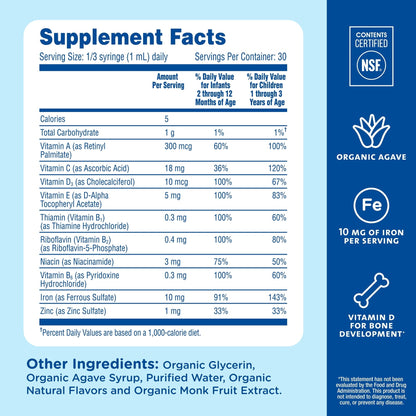 Mommy's Bliss Baby Multivitamin and Iron Dietary Supplement, Grape Flavor, 30 ml