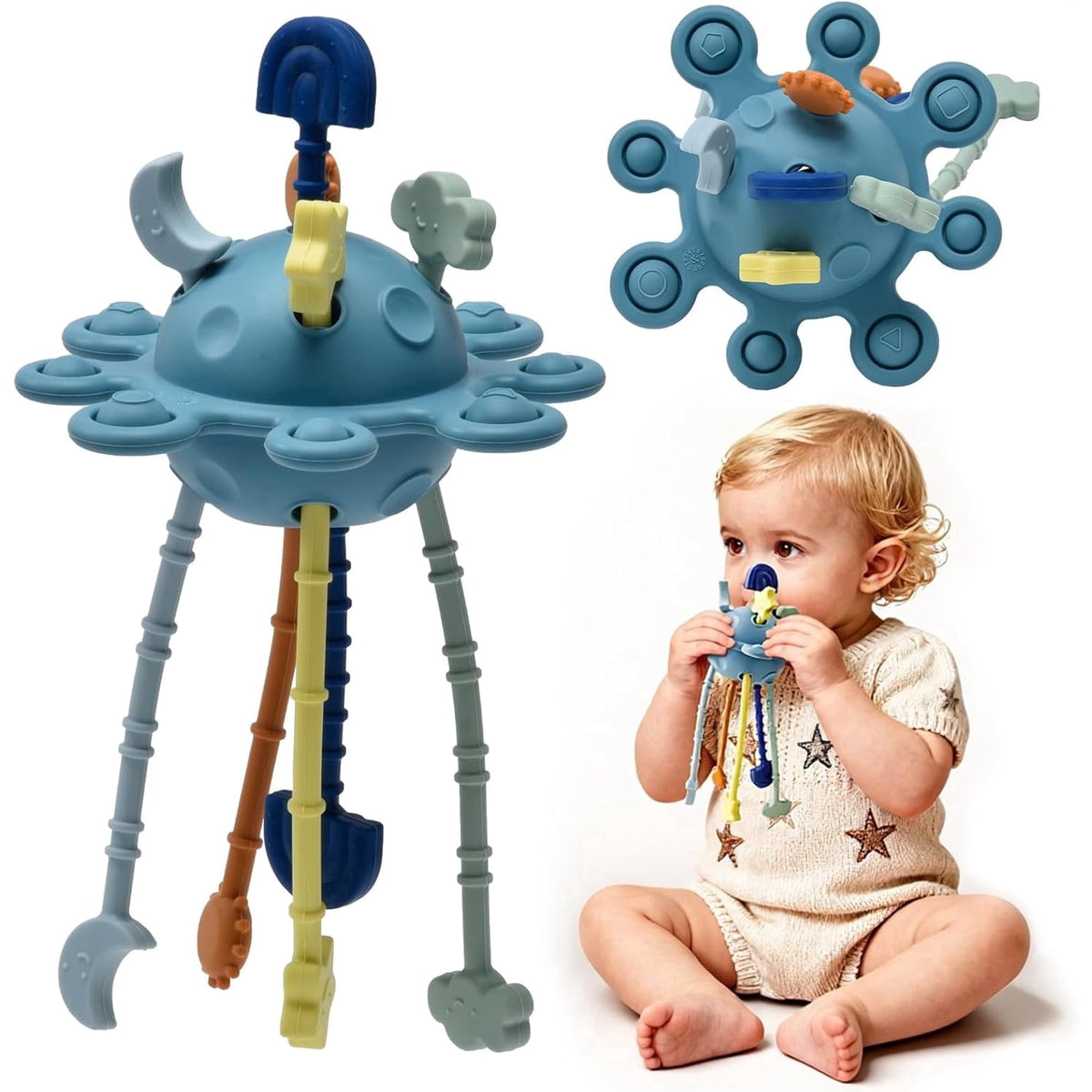 Montessori Toys for 1 Year Old,Pull String Sensory Toy 3-6 Months,Car Seat Travel Toys for 3-6-10 Months Baby Boy Girl