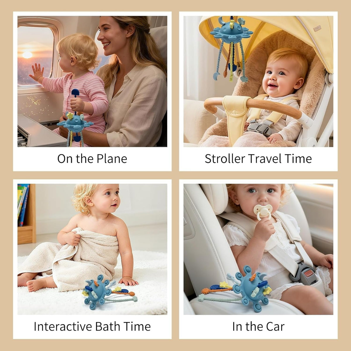 Montessori Toys for 1 Year Old,Pull String Sensory Toy 3-6 Months,Car Seat Travel Toys for 3-6-10 Months Baby Boy Girl
