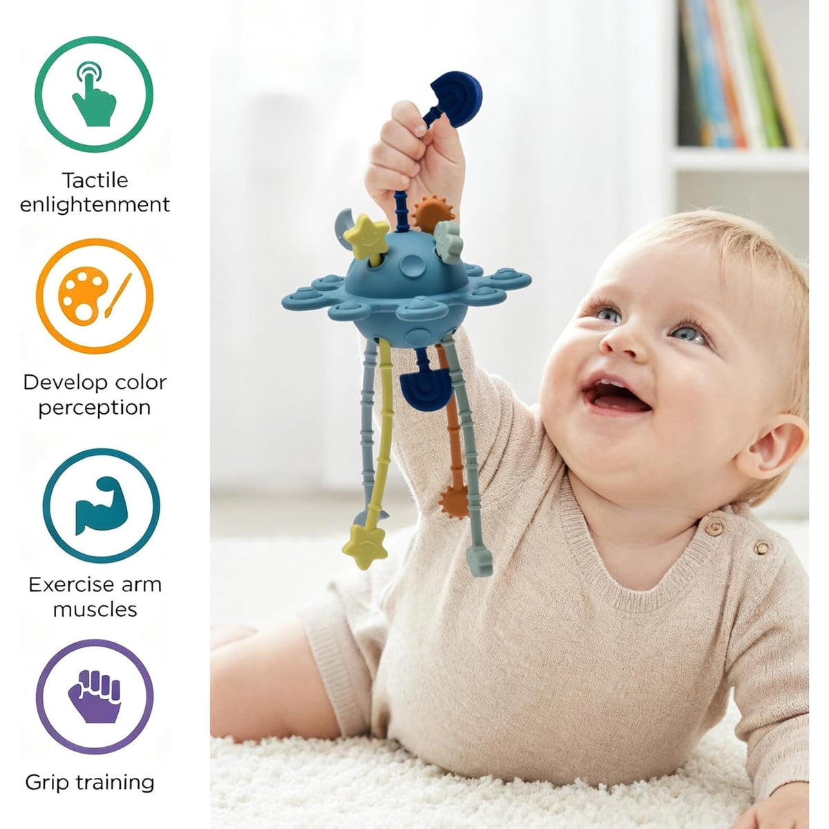 Montessori Toys for 1 Year Old,Pull String Sensory Toy 3-6 Months,Car Seat Travel Toys for 3-6-10 Months Baby Boy Girl
