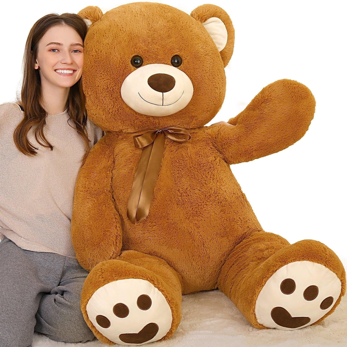 MorisMos 4ft Giant Brown Teddy Bear Stuffed Animal, Big Teddy Bear Plush