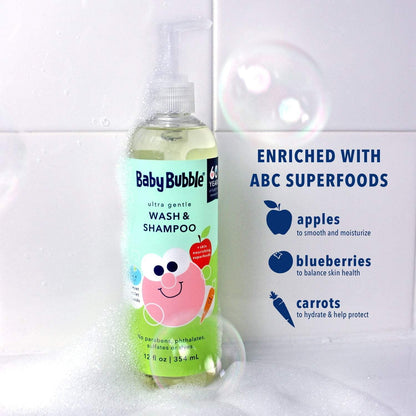 Mr. Bubble Baby Bubble Ultra Gentle Shampoo & Body Wash with Skin Nourishing Superfoods, 12 fl oz
