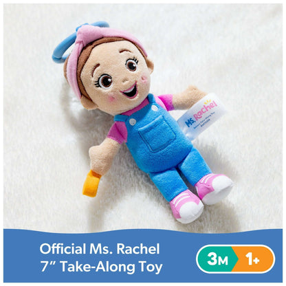 Ms. Rachel Official Sensory Take-Along Plush Toy with Baby Rattle & Clip