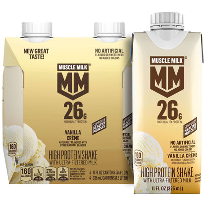 Muscle Milk 26g High Protein Shake, Chocolate, Ultra- Filtered Milk 11 fl oz, 4 pack