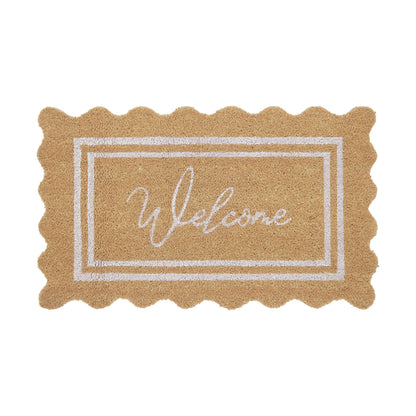 My Texas House Welcome Natural Scalloped Edge and Border Outdoor Coir Doormat, 18" x 30"