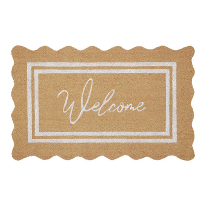 My Texas House Welcome Natural Scalloped Edge and Border Outdoor Coir Doormat, 18" x 30"
