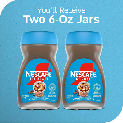 NESCAFÉ Ice Roast Instant Iced Coffee, 2 Jars 6 oz | Instant coffee, roasted for iced; 2 jars, 6 oz each