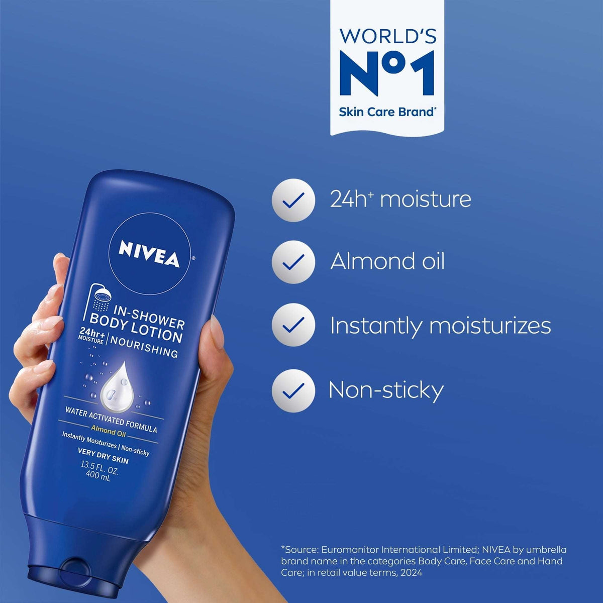 NIVEA Nourishing In Shower Lotion for Very Dry Skin, 24-Hour Body Moisturizer, 13.5 fl oz