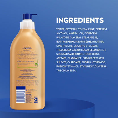 NIVEA Cocoa Butter Body Lotion for Dry Skin with Hyaluronic Acid, 72Hr Moisturizer, 20 fl oz