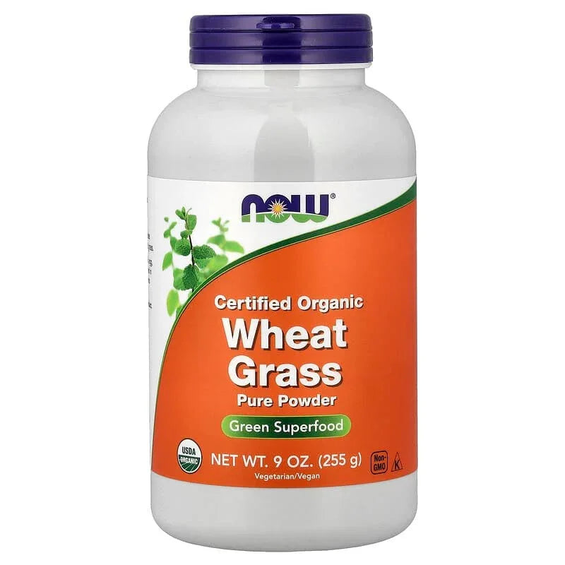 NOW Foods, Certified Organic Wheat Grass, Pure Powder, 9 oz (255 g)