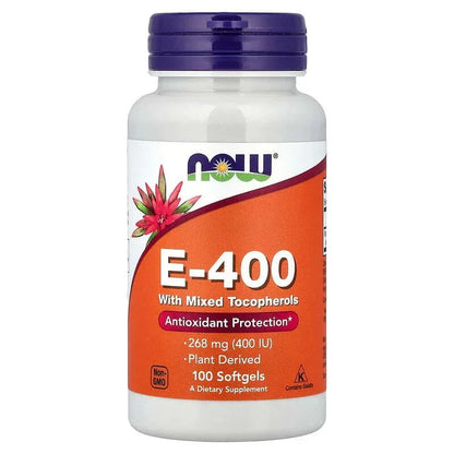 NOW Foods, E-400 with Mixed Tocopherols, 268 mg (400 IU), Softgels