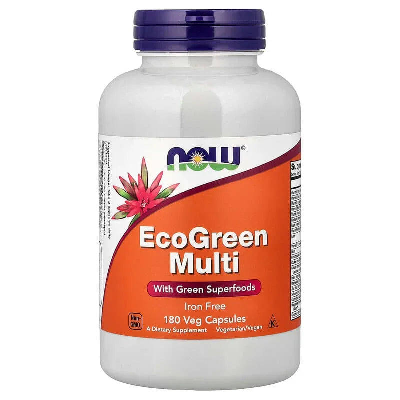 NOW Foods, EcoGreen Multi, Iron-Free, 180 Veg Capsules