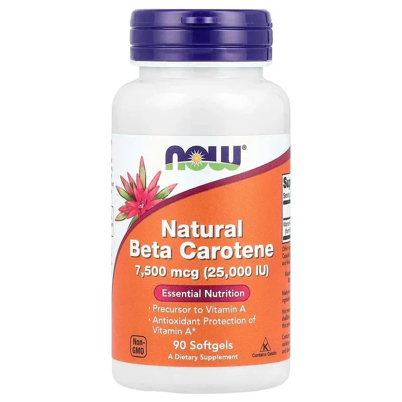 NOW Foods, Natural Beta Carotene, 7,500 mcg (25,000 IU), Softgels